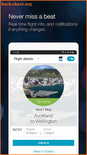 Air NZ mobile app screenshot