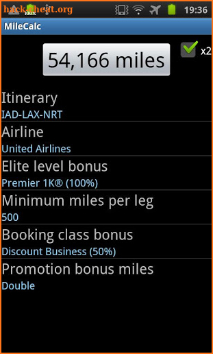 Airline Mileage Calculator screenshot
