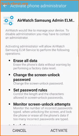 AirWatch Samsung ELM Service screenshot