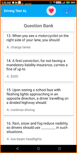Alabama DMV Permit Practice Driving Test 2018 screenshot
