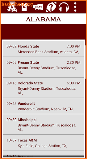 Alabama Football Schedule screenshot
