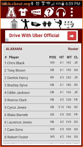 Alabama Football Schedule screenshot