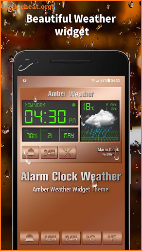 Alarm clock style weather widget screenshot