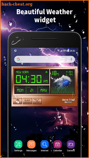Alarm clock style weather widget screenshot