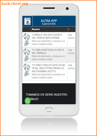 Alfra Datos Tecnicos Motor(VIP) screenshot