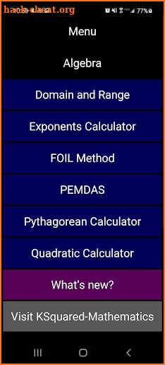 Algebra Calculators screenshot
