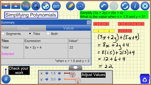 Algebra Tiles by mathies screenshot