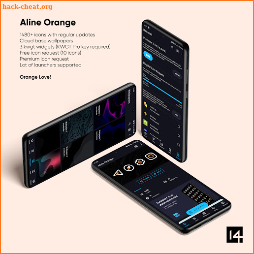 Aline Orange icon pack - linear white & orange screenshot