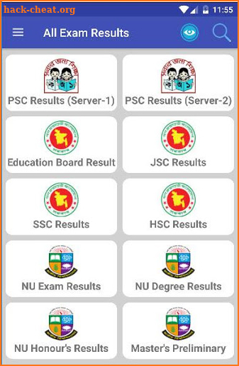 All Exam Results - PSC, JSC, SSC, HSC, NU screenshot
