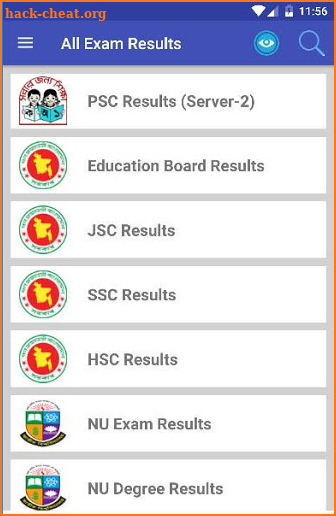 All Exam Results - PSC, JSC, SSC, HSC, NU screenshot