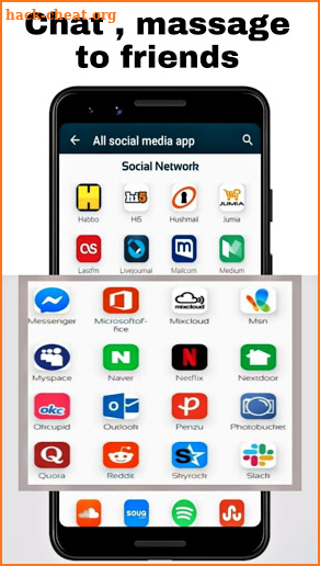 All social media and social messengers app screenshot