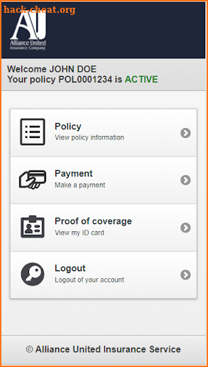 Alliance United Insurance screenshot