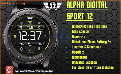 ALPHA DIGITAL SPORT 12 Watchface for WatchMaker screenshot