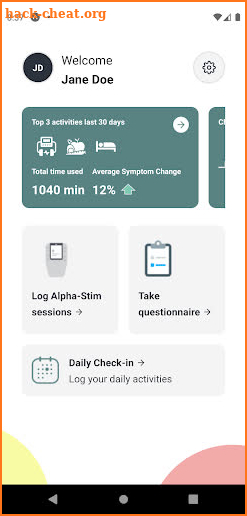 Alpha-Stim Health Tracker App screenshot
