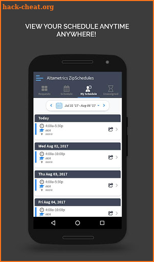 Altametrics ZipSchedules screenshot