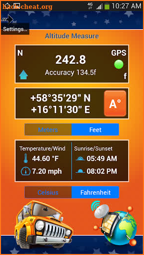 Altimeter GPS Calculator Pro screenshot