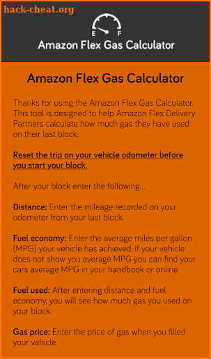Amazon Flex - Gas Calculator screenshot