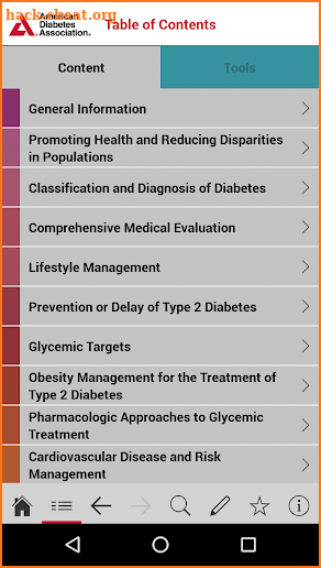 American Diabetes Association Standards of Care screenshot