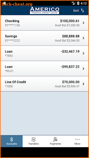 Americo Federal Credit Union screenshot