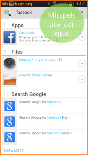 Andro Search (Files Contacts) screenshot