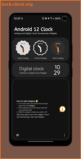 Android 12 Clock Widgets screenshot