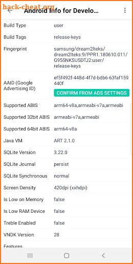 Android Developer Info - Device Info for Developer screenshot