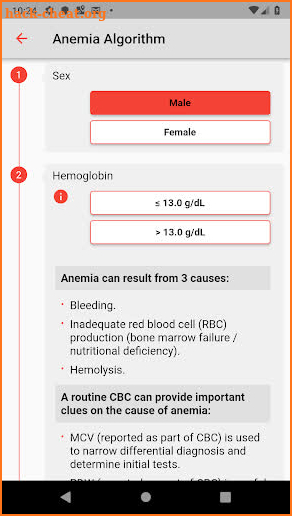 Anemia Algorithm screenshot