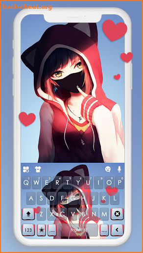 Anime Girl Mask Keyboard Background screenshot