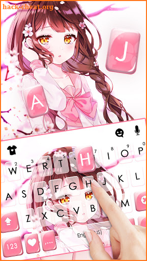 Anime Girl Sakura Keyboard Background screenshot