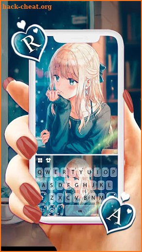 Anime Love Girl Keyboard Background screenshot