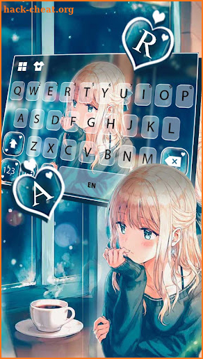 Anime Love Girl Keyboard Background screenshot