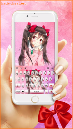Anime Pink Girl Keyboard Theme screenshot