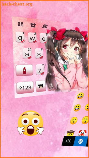Anime Pink Girl Keyboard Theme screenshot
