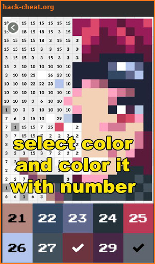 Anime pixel art - free coloring by number screenshot