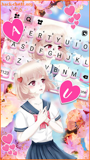 Anime Sakura Girl Keyboard Background screenshot