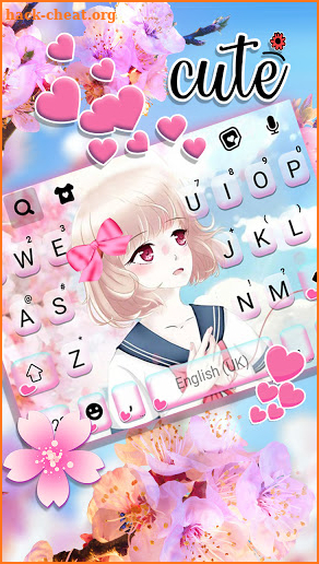 Anime Sakura Girl Keyboard Background screenshot
