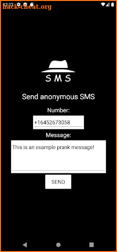 Anonymous SMS screenshot