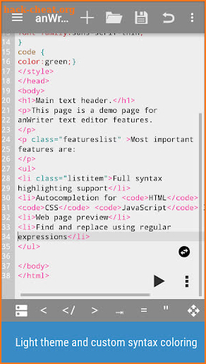 anWriter text editor screenshot