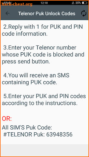 Any Sim Puk code Method screenshot