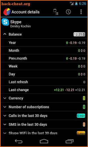 AnyBalance (balance on screen) screenshot