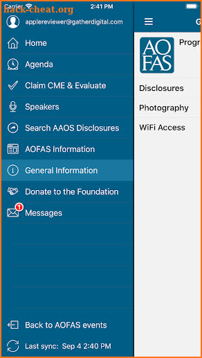 AOFAS Meetings screenshot