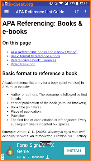 APA Style Citing & Referencing Guide screenshot