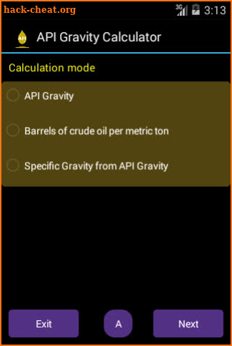 API Gravity Calculator screenshot