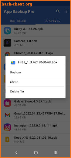 App Backup Pro - apk restore screenshot