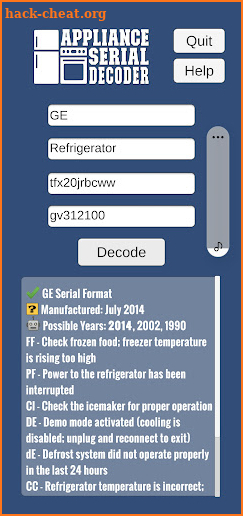 Appliance Serial Decoder screenshot