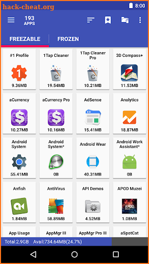 AppMgr III (App 2 SD, Hide and Freeze apps) screenshot