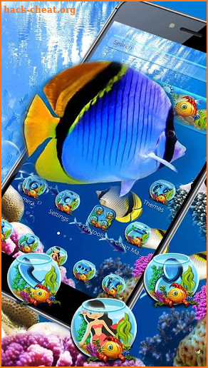 Aquarium Gold Blue Fish Theme screenshot
