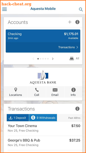 Aquesta Bank screenshot