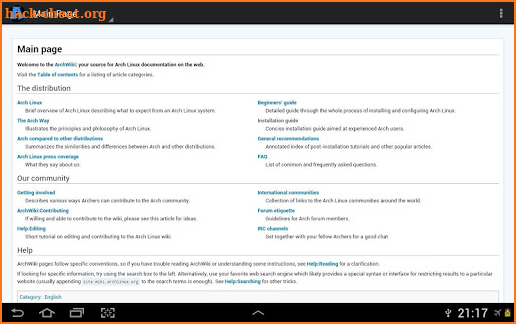 ArchWiki Manual screenshot