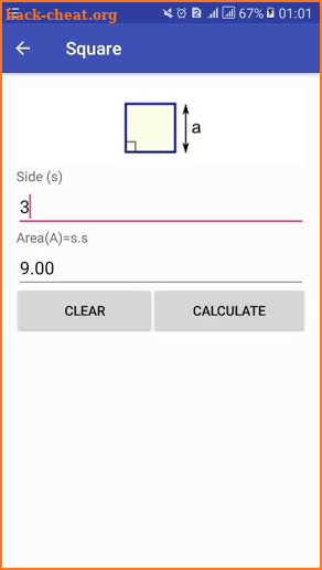 Area Calculator surface area formula screenshot